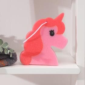 Губка для тела Доляна «Единорожка», детская, 17×14 см, розовая