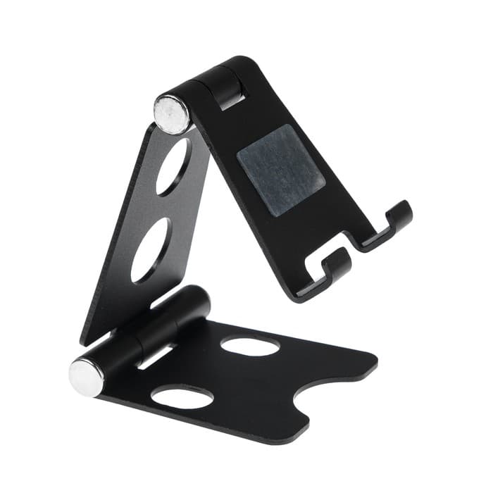 Подставка для телефона, регулятор наклона, разъём для провода, металлическая, чёрная