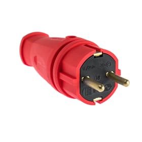 Вилка переносная В16-001, 16 А, 250 В, IP44, с заземлением, каучук, красная