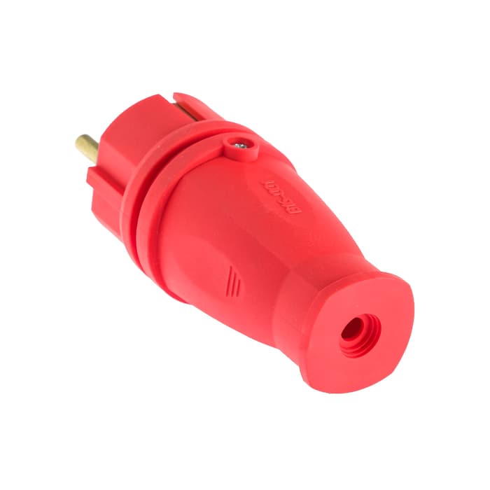 Вилка переносная В16-001, 16 А, 250 В, IP44, с заземлением, каучук, красная