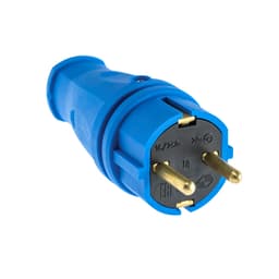 Вилка переносная В16-001, 16 А, 250 В, IP44, с заземлением, каучук, синяя