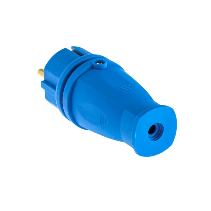 Вилка переносная В16-001, 16 А, 250 В, IP44, с заземлением, каучук, синяя