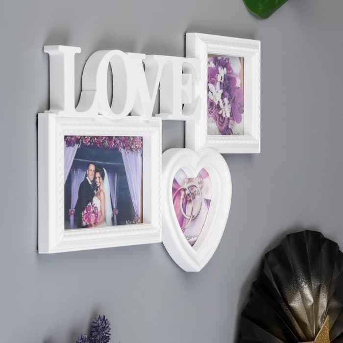 Фоторамка - коллаж на 3 фото «Любовь», (пластиковый экран)