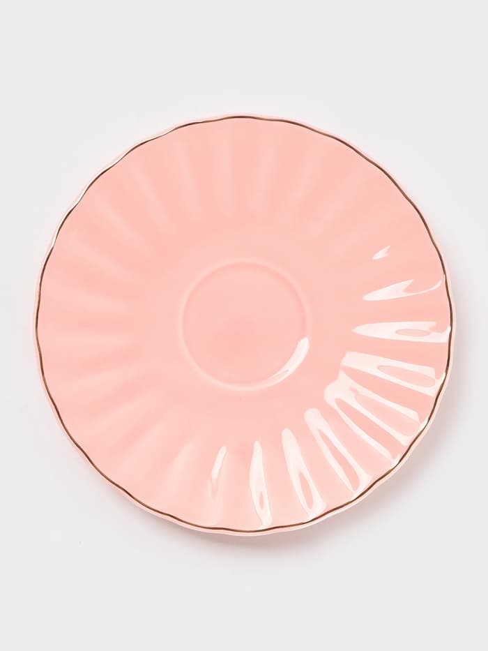 Сервиз чайный Доляна «Вивьен», 12 предметов: 6 чашек 200 мл, 6 блюдец d=15 см, фарфор, розовый