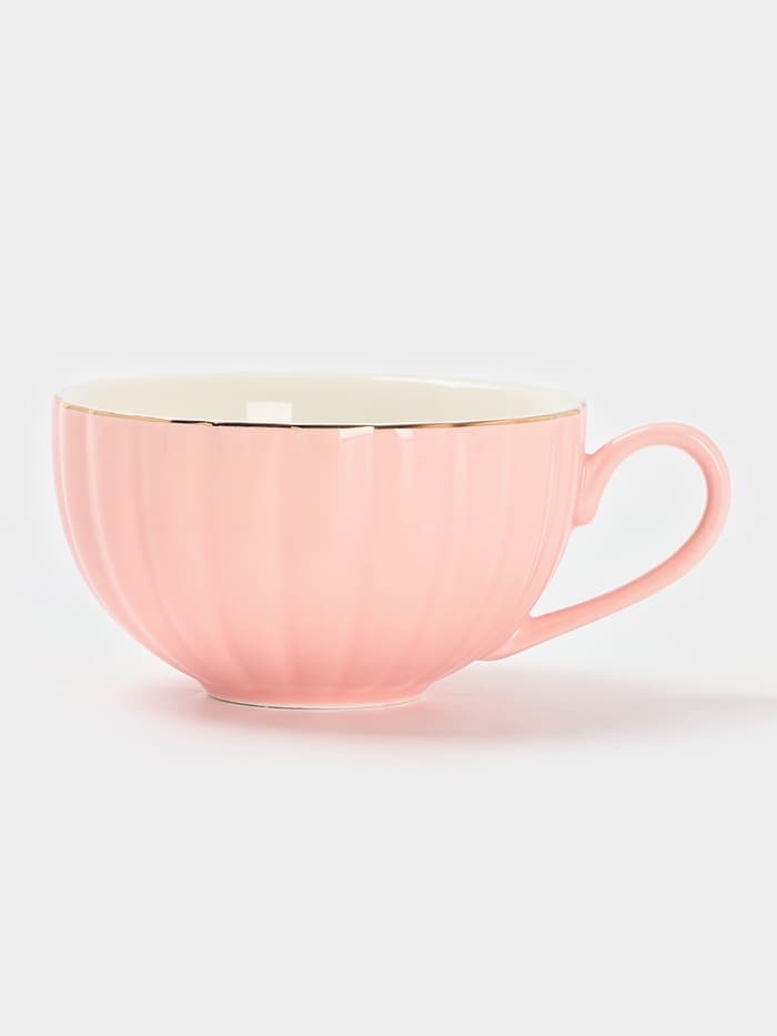 Сервиз чайный Доляна «Вивьен», 12 предметов: 6 чашек 200 мл, 6 блюдец d=15 см, фарфор, розовый