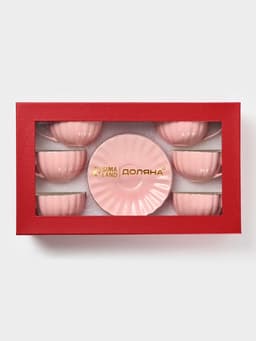 Сервиз чайный Доляна «Вивьен», 12 предметов: 6 чашек 200 мл, 6 блюдец d=15 см, фарфор, розовый