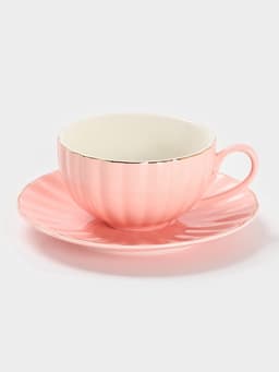 Сервиз чайный Доляна «Вивьен», 12 предметов: 6 чашек 200 мл, 6 блюдец d=15 см, фарфор, розовый