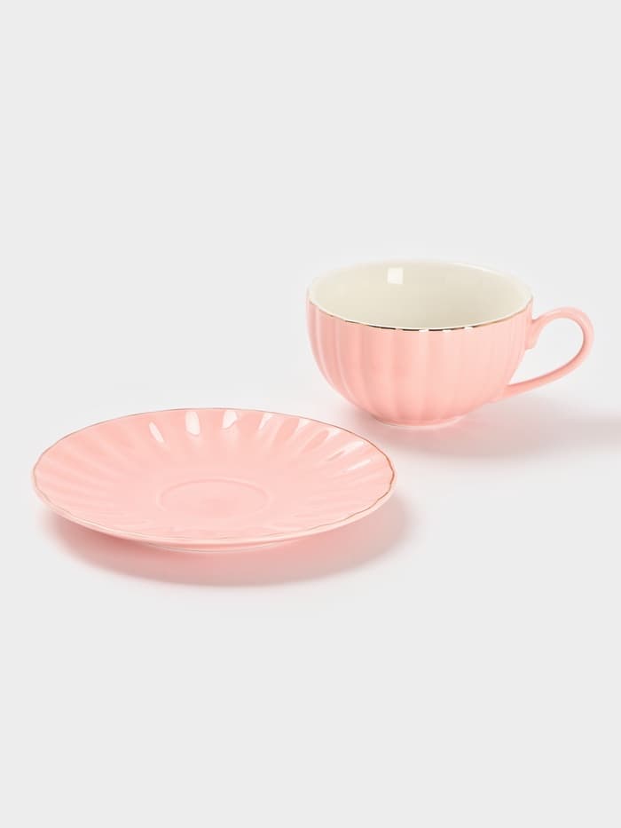 Сервиз чайный Доляна «Вивьен», 12 предметов: 6 чашек 200 мл, 6 блюдец d=15 см, фарфор, розовый