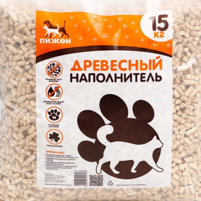 Наполнитель древесный «Пижон» 15 кг