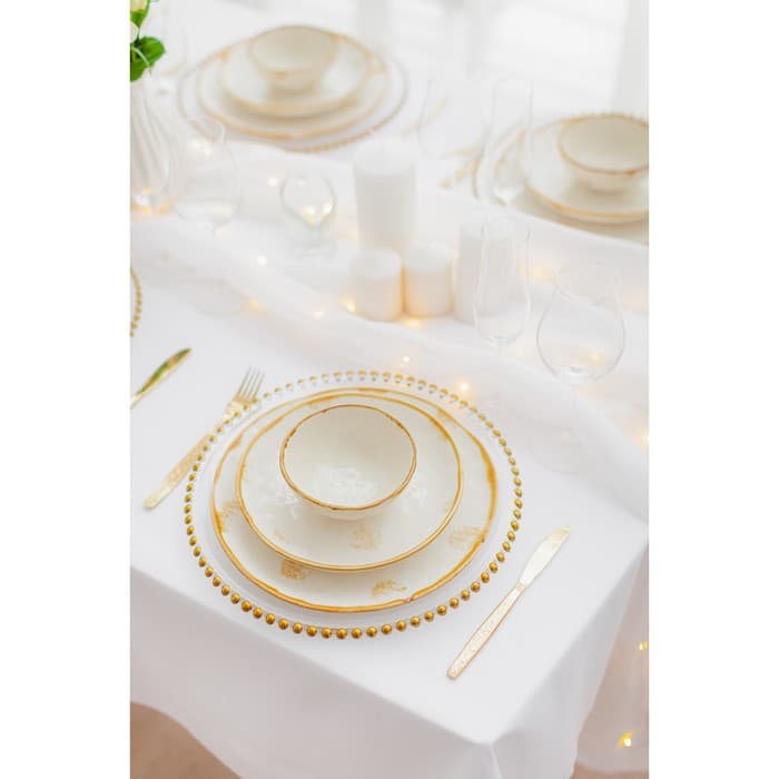 Блюдо Доляна Organic Gold, 30×21×2.5 см, фарфор, белое