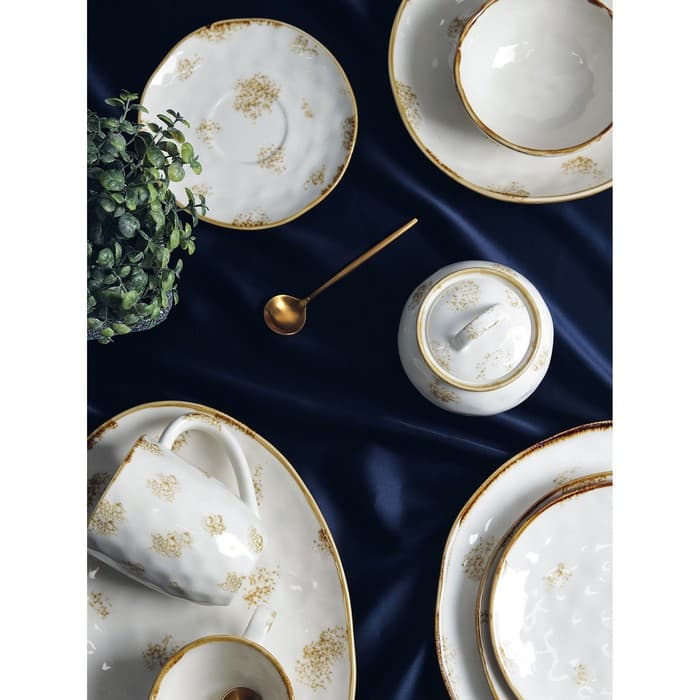 Блюдо Доляна Organic Gold, 30×21×2.5 см, фарфор, белое