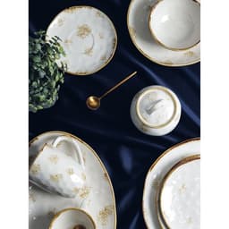 Блюдо Доляна Organic Gold, 30×21×2.5 см, фарфор, белое