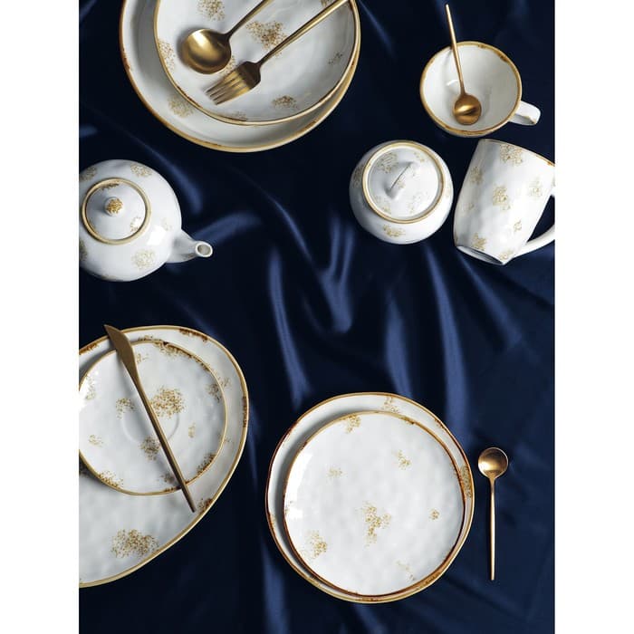 Блюдо Доляна Organic Gold, 30×21×2.5 см, фарфор, белое