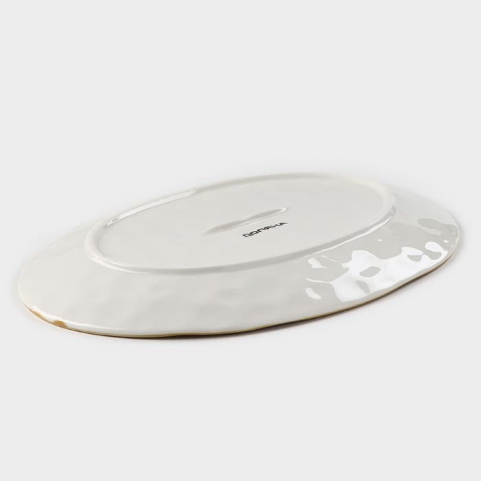 Блюдо Доляна Organic Gold, 30×21×2.5 см, фарфор, белое