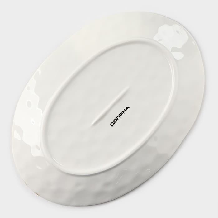 Блюдо Доляна Organic Gold, 30×21×2.5 см, фарфор, белое