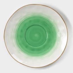 Чайная пара Доляна «Космос», чашка 250 мл, блюдце d=16 см, фарфор, белая, зелёная