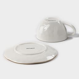 Чайная пара Доляна «Космос», чашка 250 мл, блюдце d=16 см, фарфор, белая, зелёная