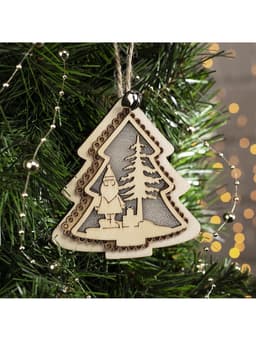 Ёлочная игрушка «Ёлочка с Дедом Морозом», 10×9×1 см, 4 LED, от батареек, свечение тёплое белое