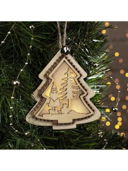 Ёлочная игрушка «Ёлочка с Дедом Морозом», 10×9×1 см, 4 LED, от батареек, свечение тёплое белое