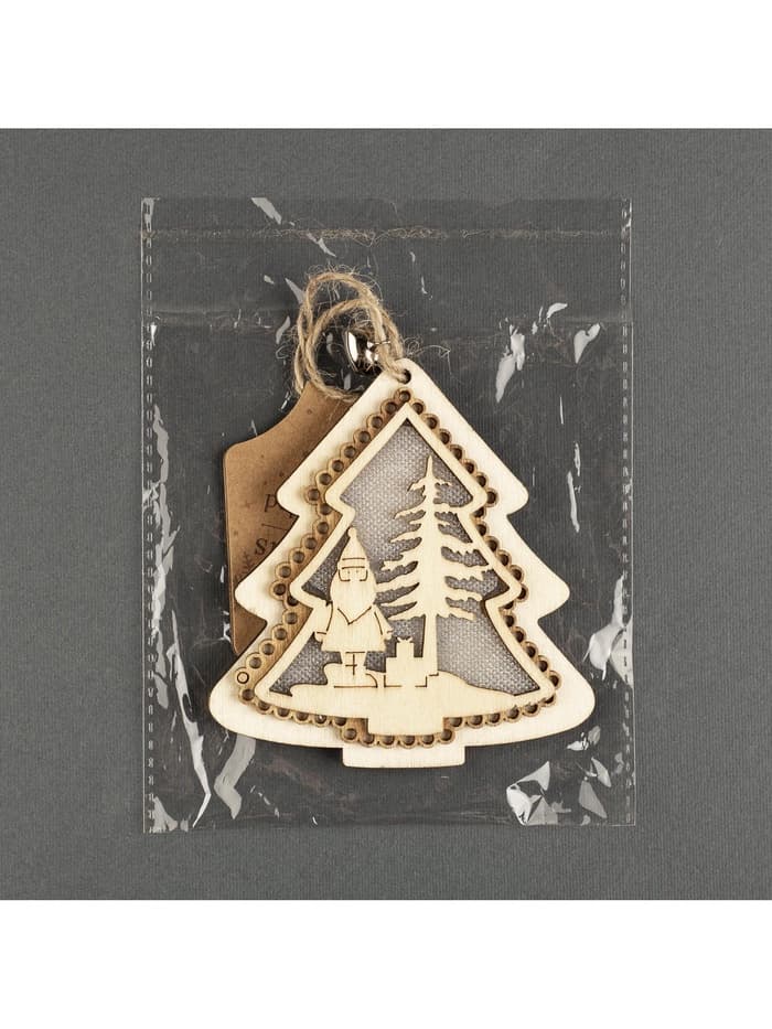 Ёлочная игрушка «Ёлочка с Дедом Морозом», 10×9×1 см, 4 LED, от батареек, свечение тёплое белое