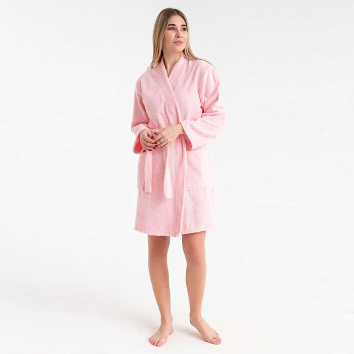 Халат махровый женский «Экономь и Я», размер 42-44, 100% хлопок, 320 г/м², нежно-розовый