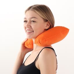 Подушка надувная для шеи, дорожная, 38×24 см, оранжевая