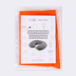Подушка надувная для шеи, дорожная, 38×24 см, оранжевая