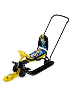 Снегокат «Тимка спорт 6» Winter sport, со спинкой, с родительской ручкой, жёлтый, чёрный, ТС6/WS Nika Kids
