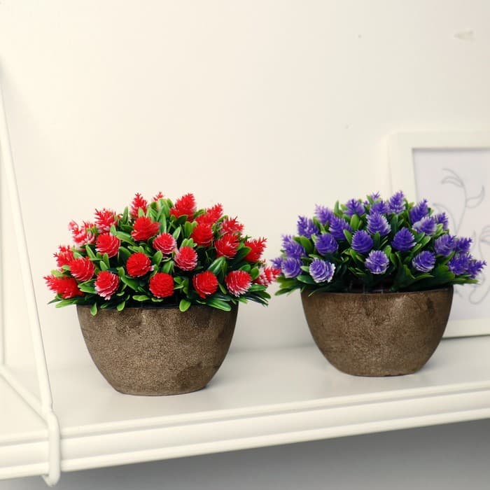 Искусственный цветок в горшке «Многослойные бутоны», 13×11 см, МИКС