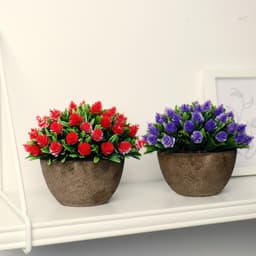 Искусственный цветок в горшке «Многослойные бутоны», 13×11 см, МИКС