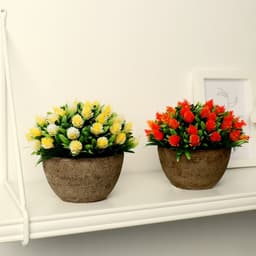 Искусственный цветок в горшке «Многослойные бутоны», 13×11 см, МИКС