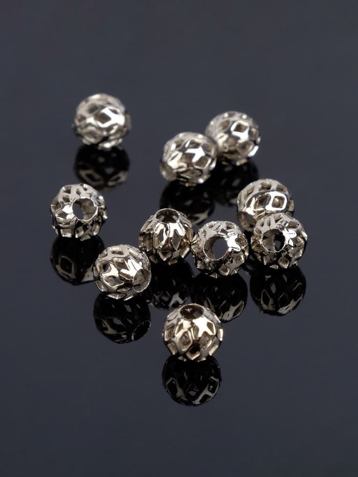 Кримп - зажимная бусина СМ-395, набор 10 шт. 6 мм, цвет серебро