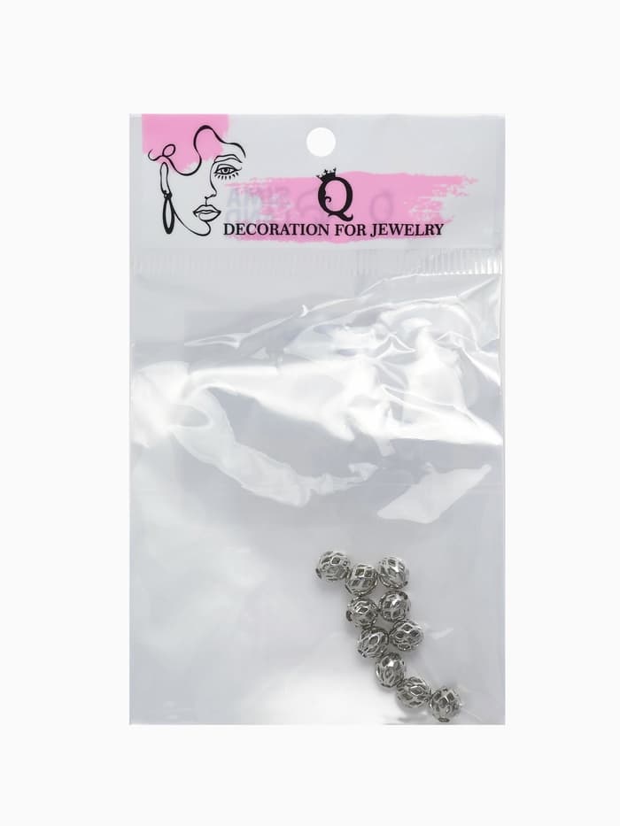 Кримп - зажимная бусина СМ-395, набор 10 шт. 6 мм, цвет серебро