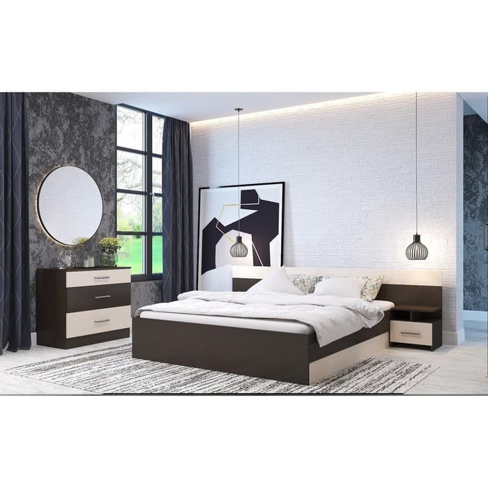 Спальный гарнитур «Леси», комплект 4 предметов, цвет венге/дуб молочный