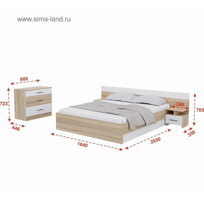 Спальный гарнитур «Леси», комплект 4 предметов, цвет венге/дуб молочный