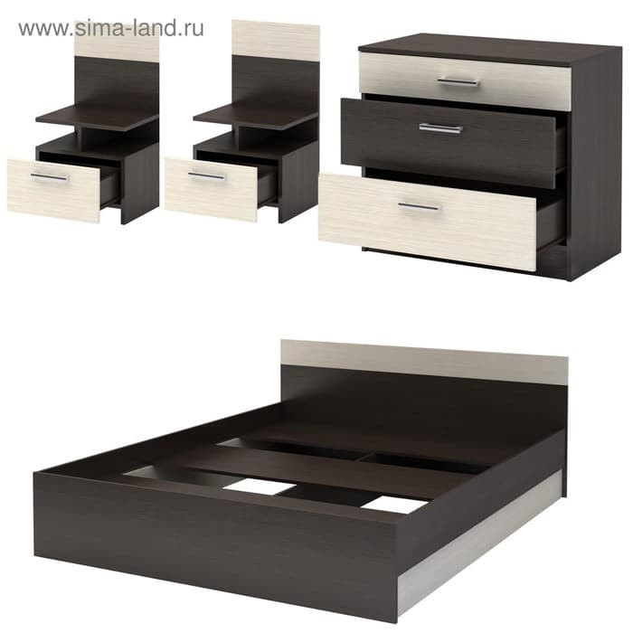 Спальный гарнитур «Леси», комплект 4 предметов, цвет венге/дуб молочный