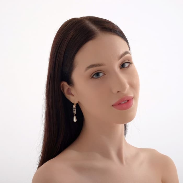 Серьги с жемчугом «Колосок», капля, цвет МИКС