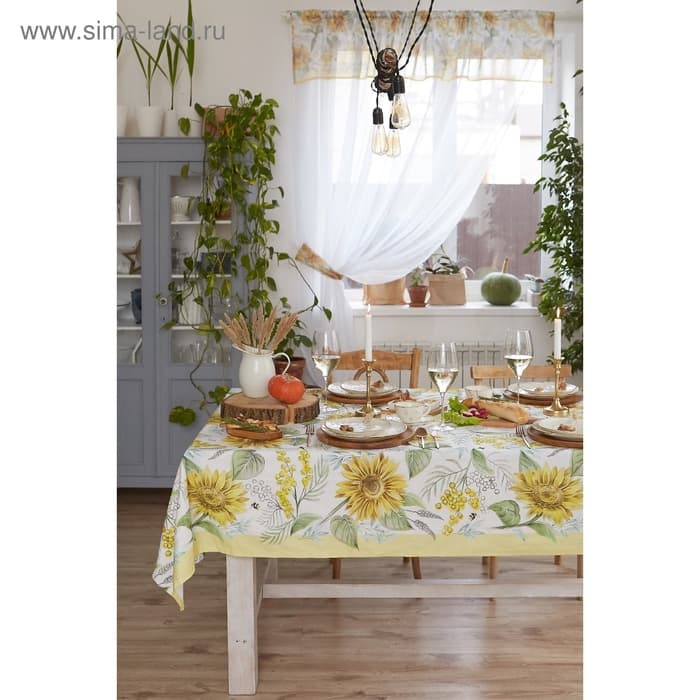 Скатерть «Этель. Солнечные цветы», 220×147 см, 100% хлопок, саржа 190 г/м²