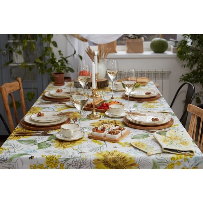 Скатерть «Этель. Солнечные цветы», 220×147 см, 100% хлопок, саржа 190 г/м²