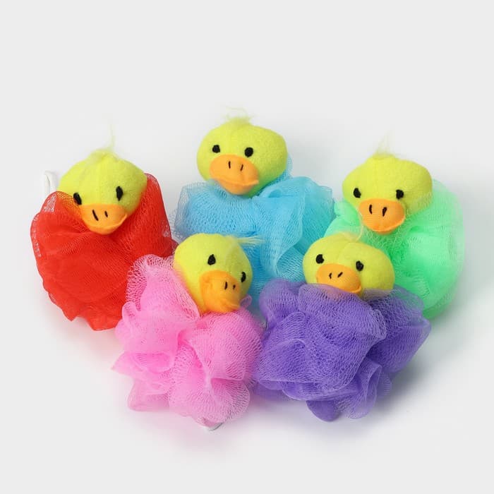 Мочалка детская с мягкой игрушкой Доляна «Зверята», 20 г, игрушка и цвет МИКС