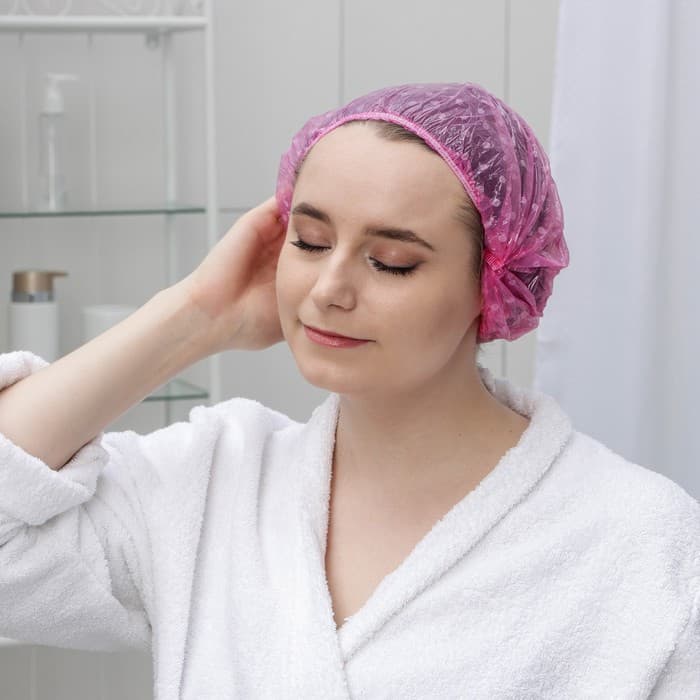 Набор шапочек для душа Доляна, 3 шт., полиэтилен, МИКС