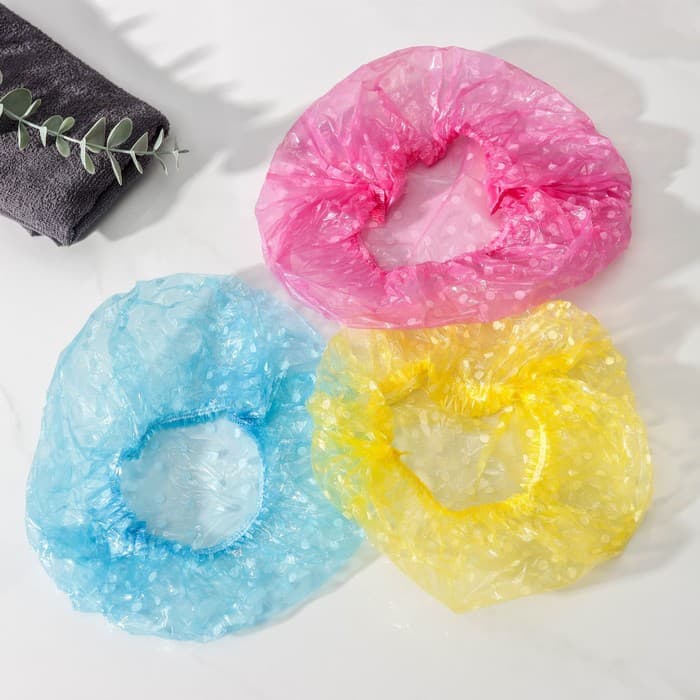 Набор шапочек для душа Доляна, 3 шт., полиэтилен, МИКС