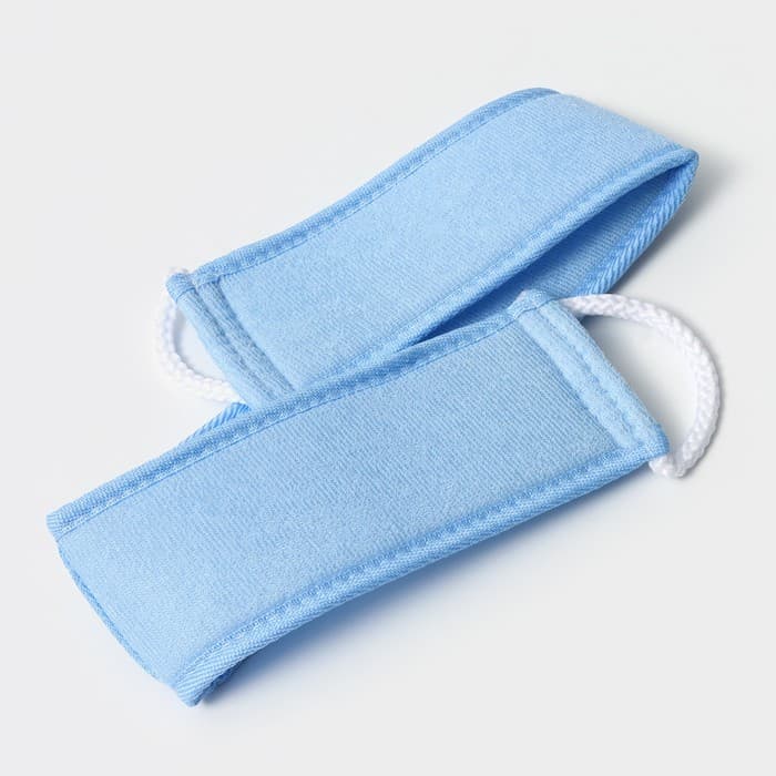 Мочалка для тела Доляна «Шашки», длинная, 70 см, голубая