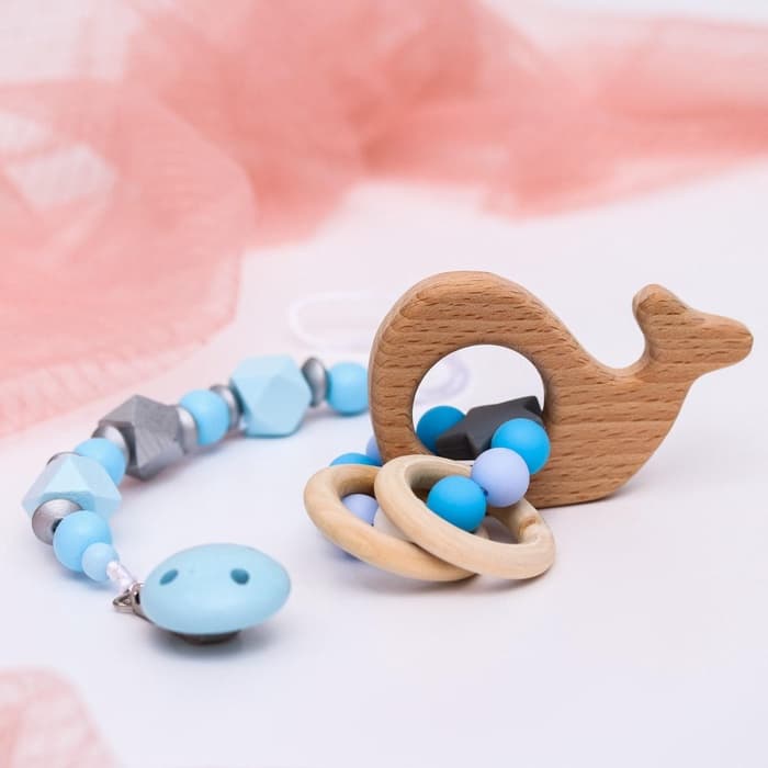 Подарочный набор M&B «Малыш» держатель для соски-пустышки, грызунок-прорезыватель