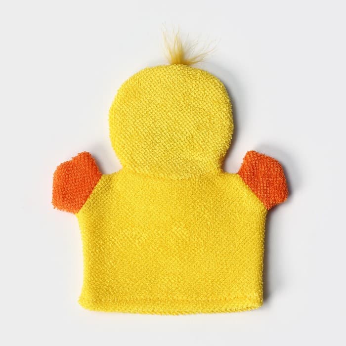 Мочалка варежка детская Доляна «Уточка», для купания, 21 см