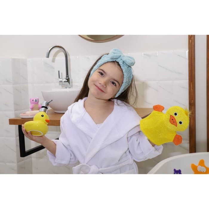 Мочалка варежка детская Доляна «Уточка», для купания, 21 см