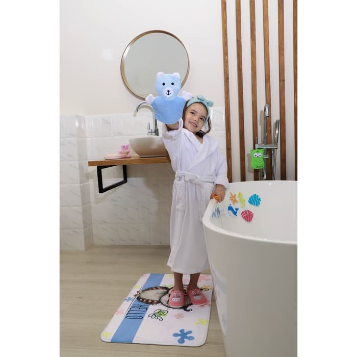 Мочалка варежка детская Доляна «Мишка», для купания, 22 см