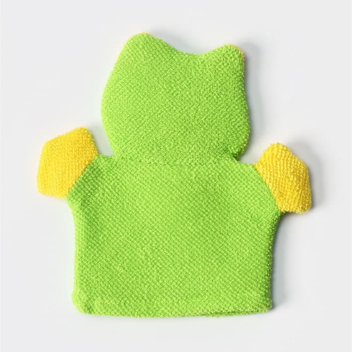 Мочалка варежка детская Доляна «Лягушонок», для купания, 20 см