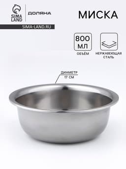 Миска Доляна «Мэйли», 800 мл, 17×6.5 см, толщина 0.33 мм, нержавеющая сталь