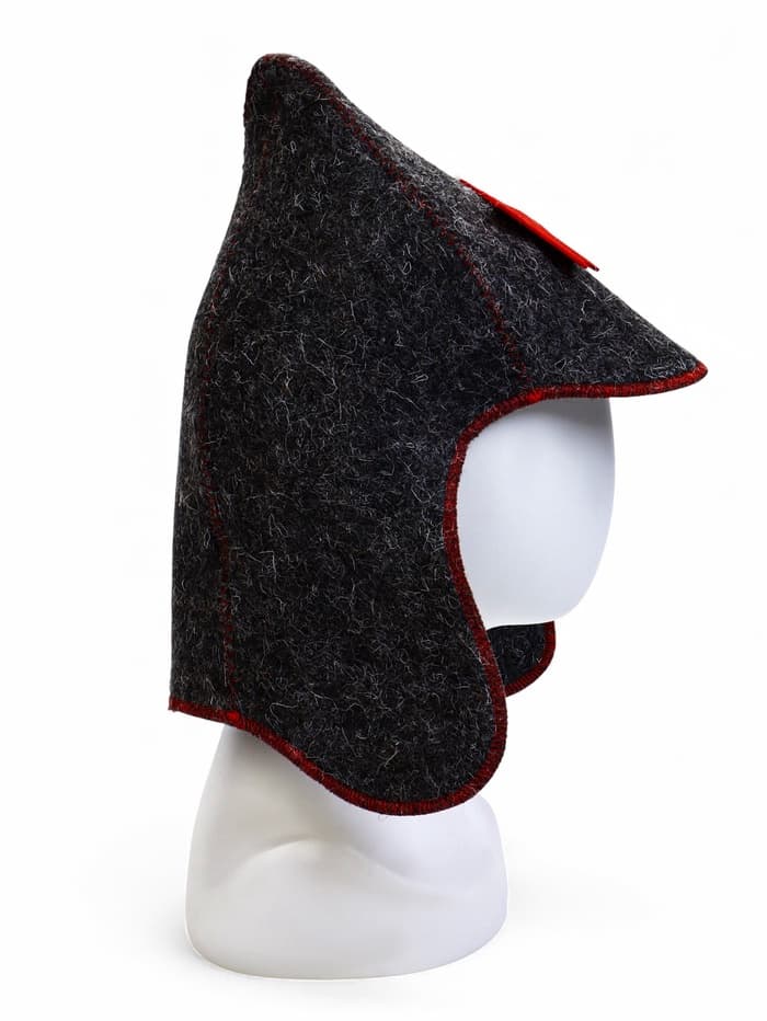 Шапка для бани и сауны «Будёновка», полиэфир, шерсть, серая